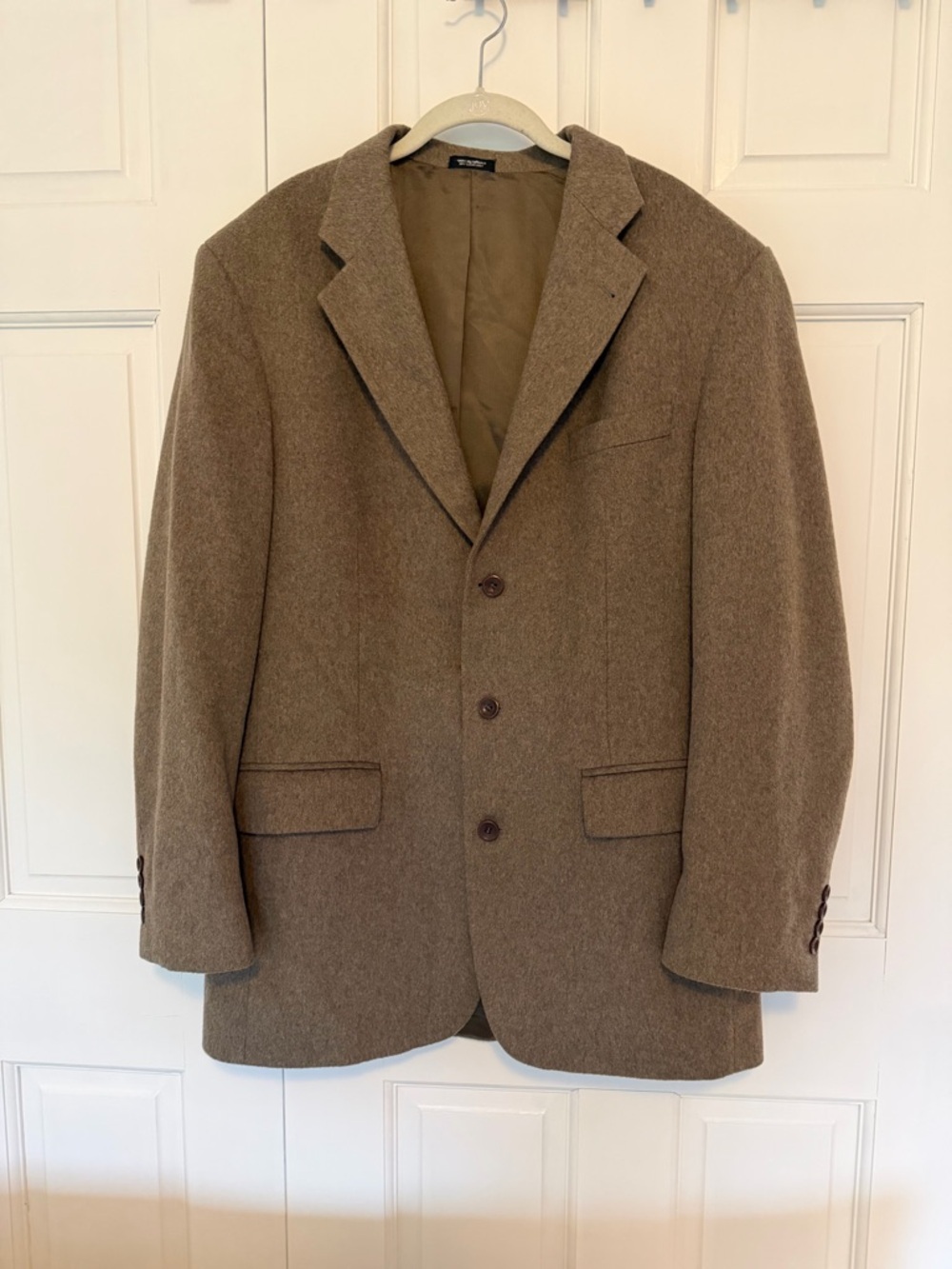 Oscar de la Renta Mens‎ Blazer 42L Wool Cashmere Brown Sport Coat Classic